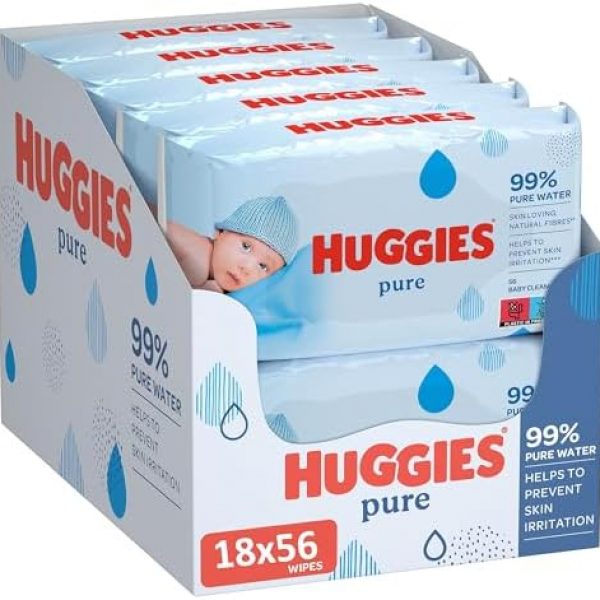 Huggies Pure, Baby Wipes, 18 Packs