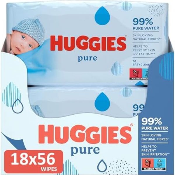 Huggies Pure, Baby Wipes, 18 Packs